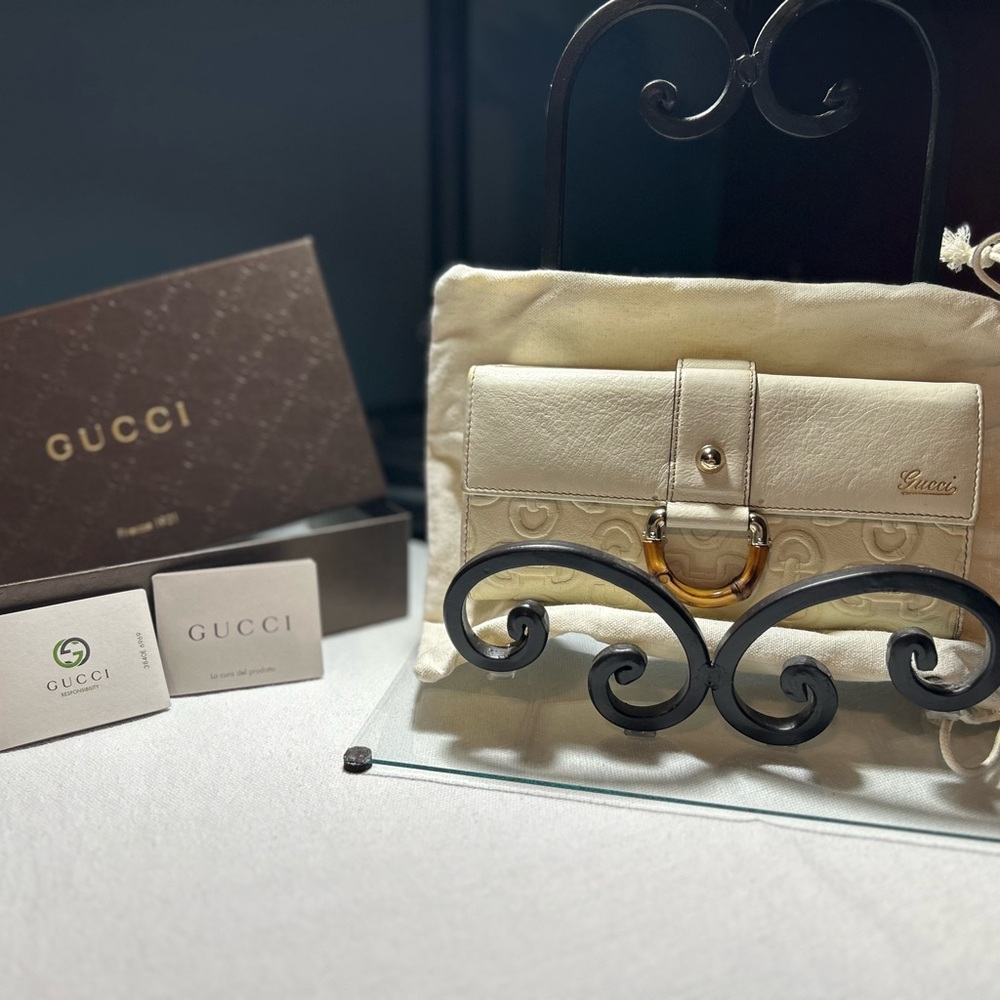 Gucci Cream Clutch with Gold Hardware